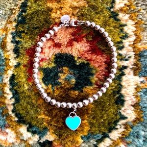 Tiffany Blue Heart Tag Bead Bracelet